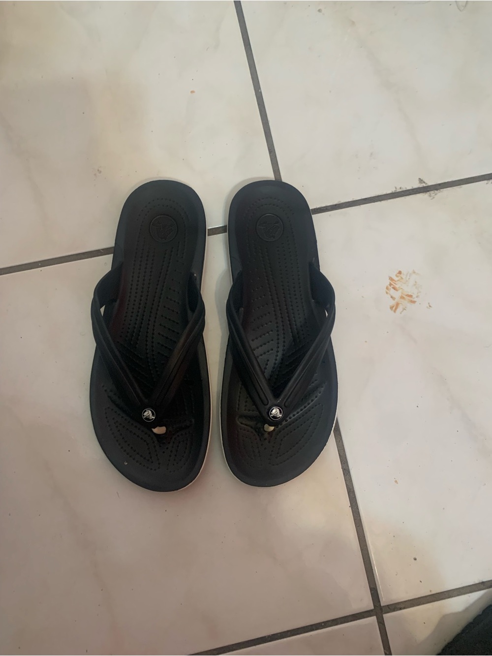 CROCS Men's Black Flip Flop Sandals with Cushioned Footbed